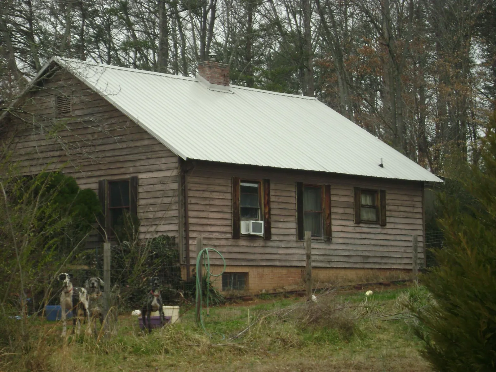 White metal roof on an old wood sided farmhouse, from a Asphalt Shingle Roof Repair job in Rio